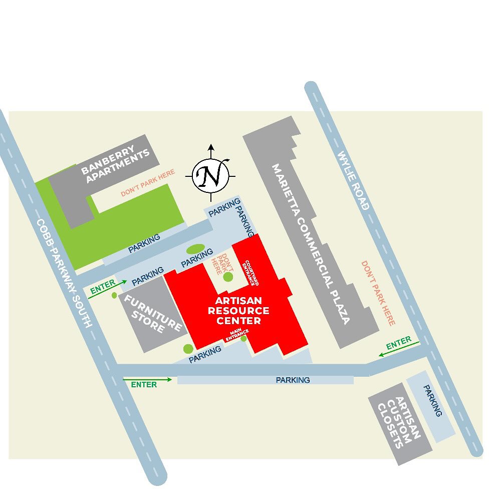 Parking map for the Artisan Resource Center